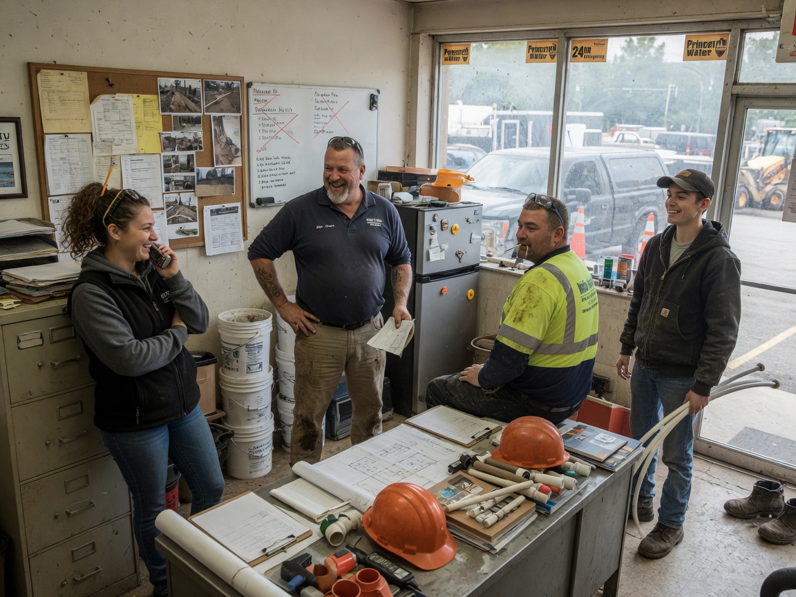 The Princeton Water Line Pros team at work in Princeton